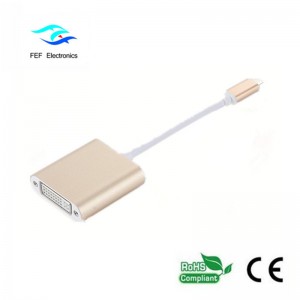 USB TYPE-C to DVI convertor feminin carcasă ABS Cod: FEF-USBIC-003